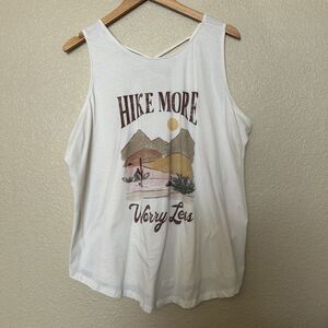 Maurice’s Hike More Worry Less Plus Size Tank Top 1x Cream Sleeveless
